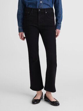 Madewell Stretch Flare Leg Crop High Rise Jeans Black Size 25 NWT